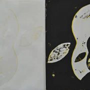 Olaf-Probst-Apfelfraktal–(schwarz-und-weiß-auf-gelb)-,–2018-dreifarbiger-Linoldruck-auf-Werkdruckpapier