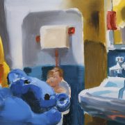 Blue bear, 2015, 19 x 26,5 cm, oil and egg on card