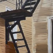 Fire escape, 2018, 51 x30cm, oil and egg on panel